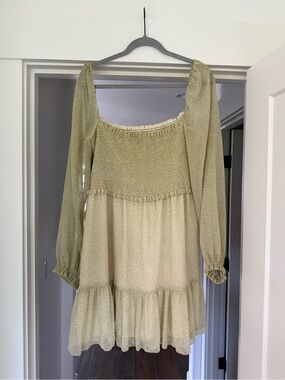 Wilfred Light Olive Green Long Sleeve Mini Dress